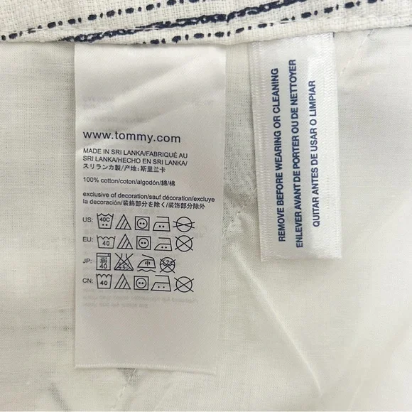 Tommy Hilfiger Ivory Navy Blue Abstract Stripe Woven Mini Pencil Skirt NWT 14 - Picture 6 of 6